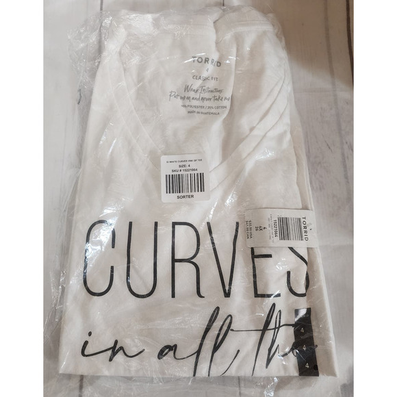 NWT Torrid Curve in the Right Place White Crew Tee Top Shirt Plus Size: 4X (26) - Picture 3 of 3